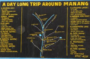 Location Map of Manang for A day long trip around Manang 
